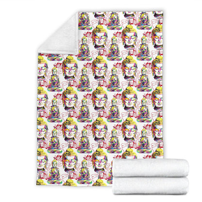 Buddha Pattern Print Design 06 Premium Blanket