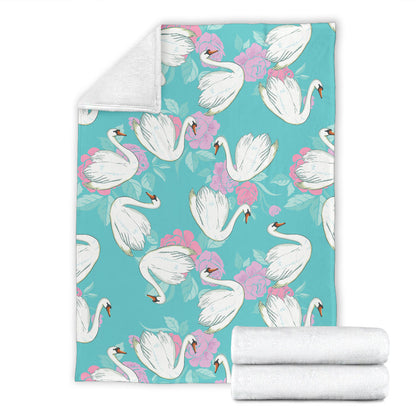 Swan Pattern Print Design 03 Premium Blanket