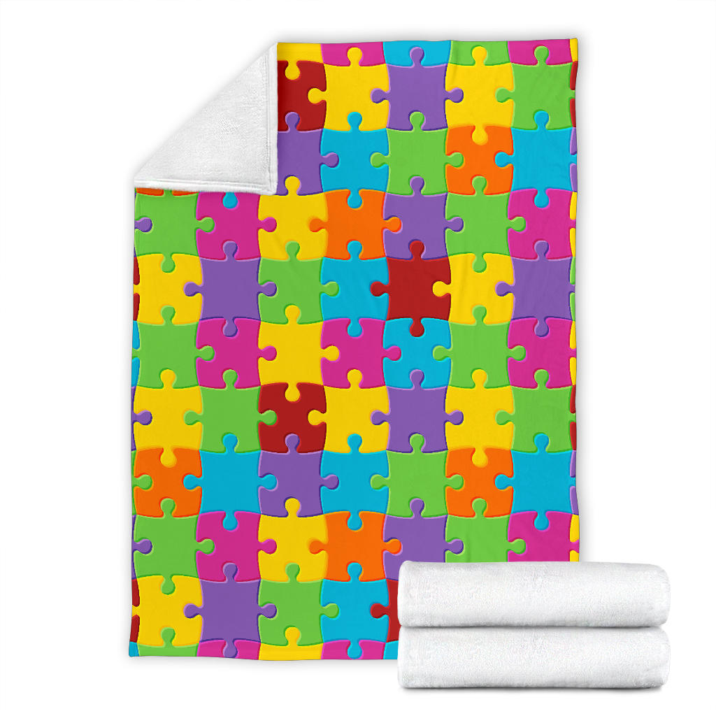 Autism Awareness Pattern Print Design 02 Premium Blanket