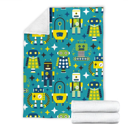 Robot Pattern Print Design A02 Premium Blanket