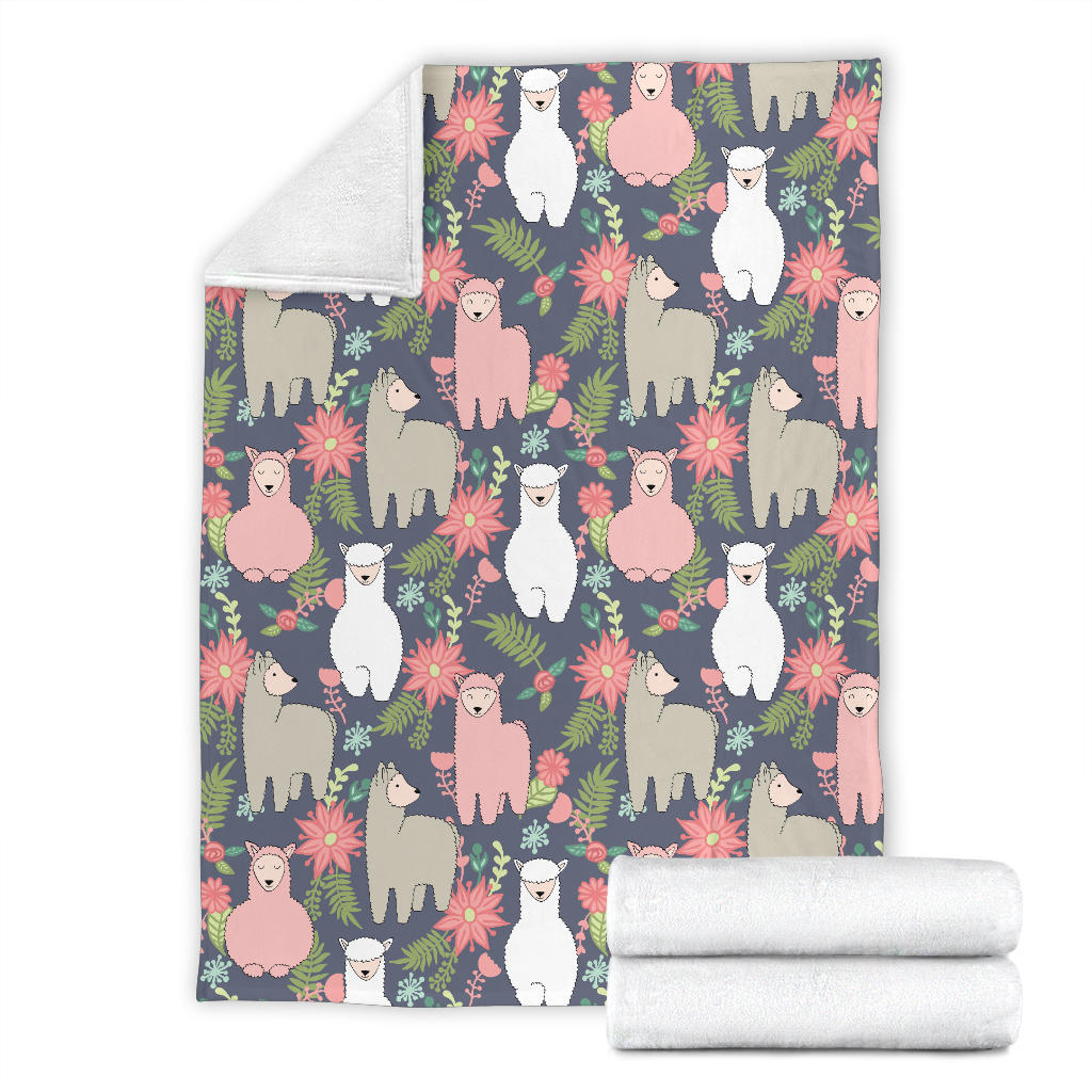 Alpaca Pattern Print Design 03 Premium Blanket