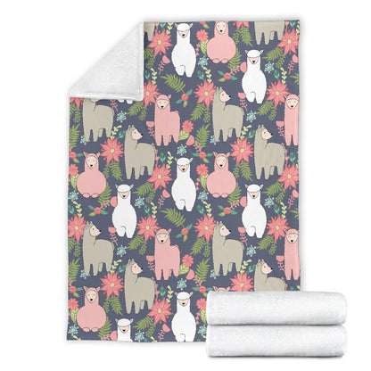 Alpaca Pattern Print Design 03 Premium Blanket