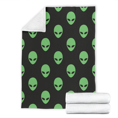 Alien Green Neon Pattern Print Design 01 Premium Blanket