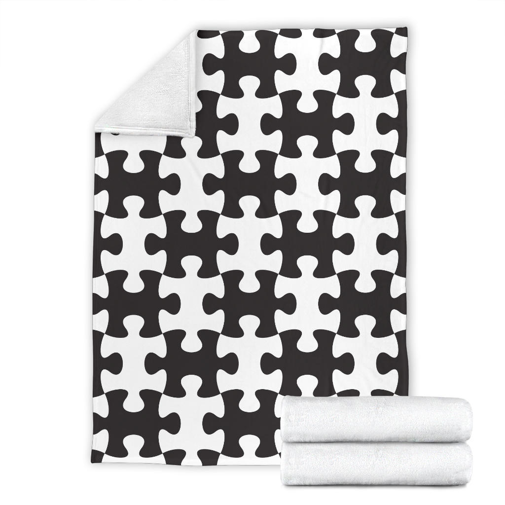 Puzzle Black White Pattern Print Design A02 Premium Blanket