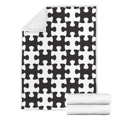 Puzzle Black White Pattern Print Design A02 Premium Blanket