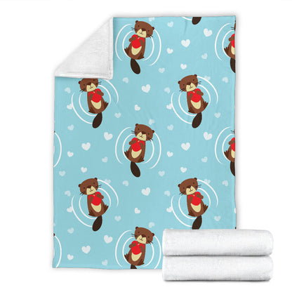 Sea Otter Cute Pattern Print Design 04 Premium Blanket