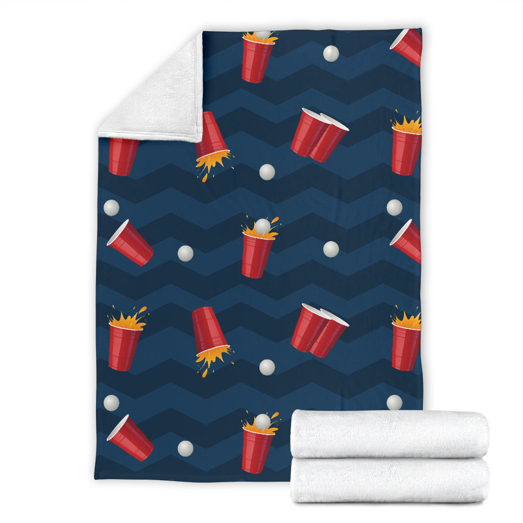 Beer Pong Pattern Print Design 01 Premium Blanket
