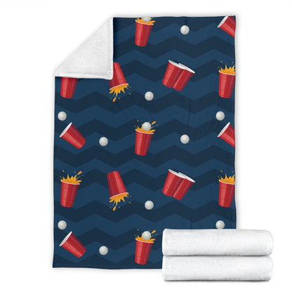 Beer Pong Pattern Print Design 01 Premium Blanket