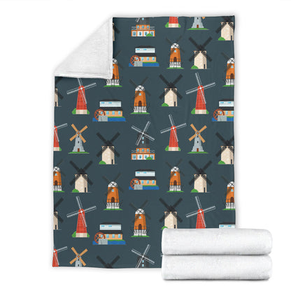 Windmill Pattern Print Design 04 Premium Blanket