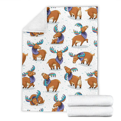 Moose Cute Pattern Print Design 01 Premium Blanket