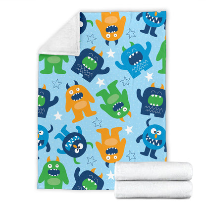 Monster Cartoon Pattern Print Design 04 Premium Blanket