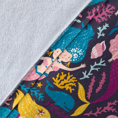 Mermaid Pattern Print Design 08 Premium Blanket