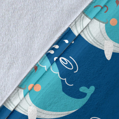 Blue Whale Pattern Print Design 01 Premium Blanket