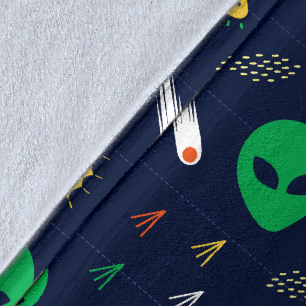 Alien UFO Pattern Print Design 05 Premium Blanket