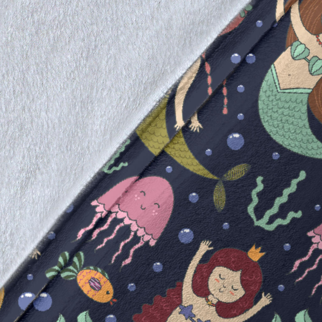 Mermaid Cartoon Pattern Print Design 03 Premium Blanket