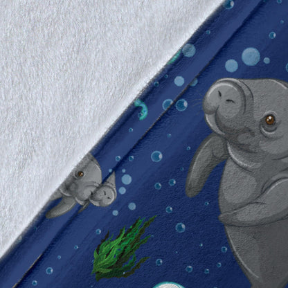 Manatee Pattern Print Design 01 Premium Blanket