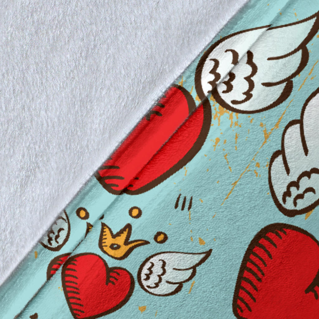 Angel Wings Heart Pattern Print Design 02 Premium Blanket