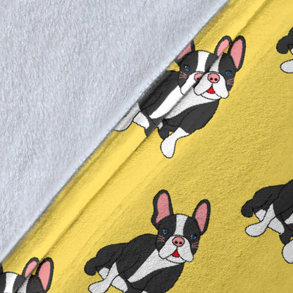 Boston Terrier Pattern Print Design 06 Premium Blanket