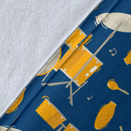 Drum Set Pattern Print Design 03 Premium Blanket