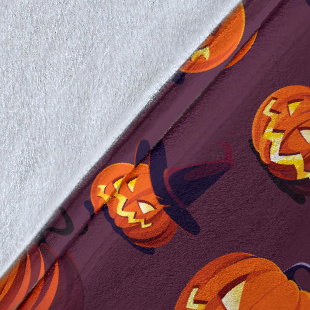 Halloween Pumpkin Pattern Print Design 03 Premium Blanket
