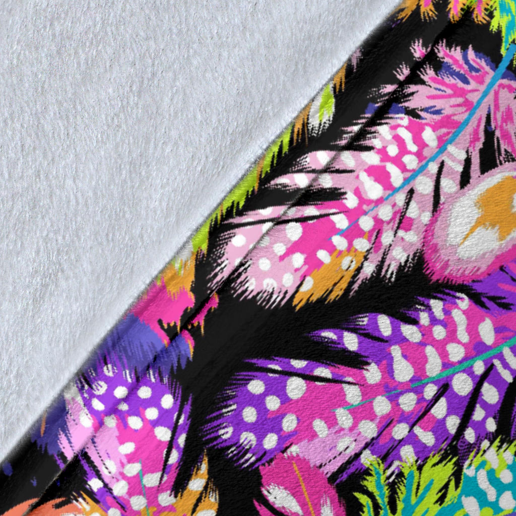 Neon Feather Pattern Print Design A02 Premium Blanket