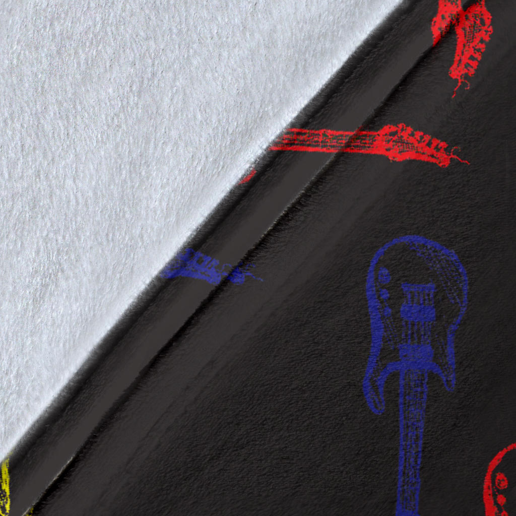 Electric Guitar Pattern Print Design 03 Premium Blanket