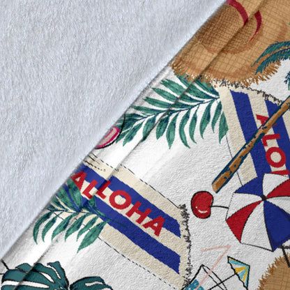 Aloha Hawaii Beach Pattern Print Design 04 Premium Blanket