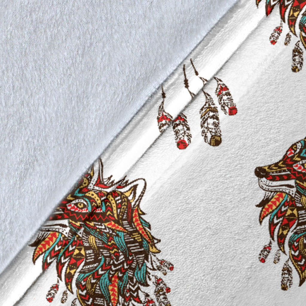 Aztec Wolf Pattern Print Design 02 Premium Blanket