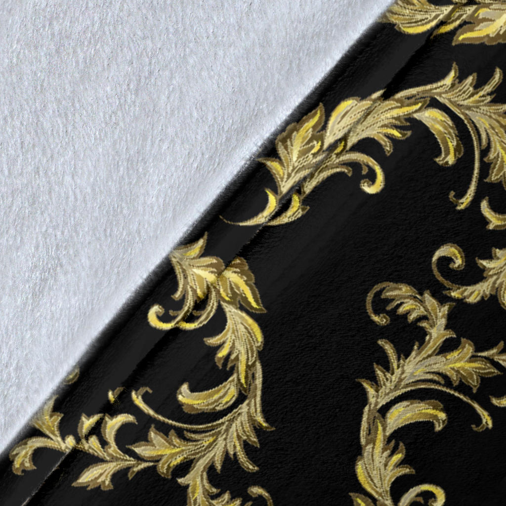 Baroque Golden Pattern Print Design 01 Premium Blanket