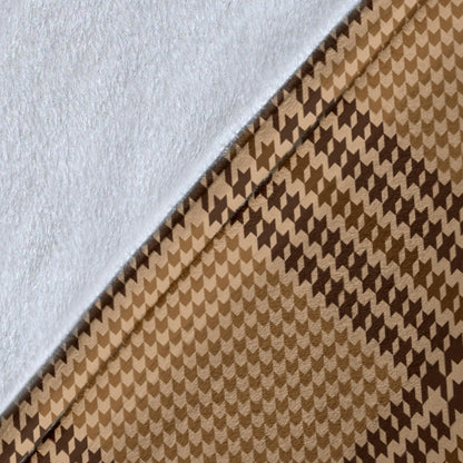 Houndstooth Brown Pattern Print Design 04 Premium Blanket