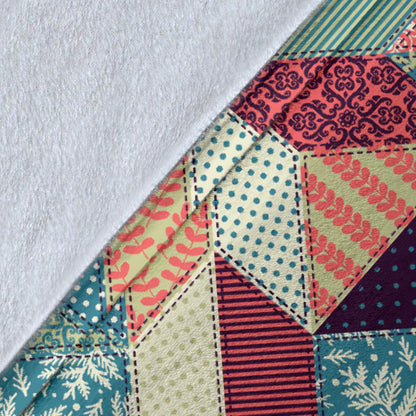 Patchwork Pattern Print Design 02 Premium Blanket
