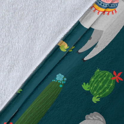 Llama Cactus Pattern Print Design 013 Premium Blanket