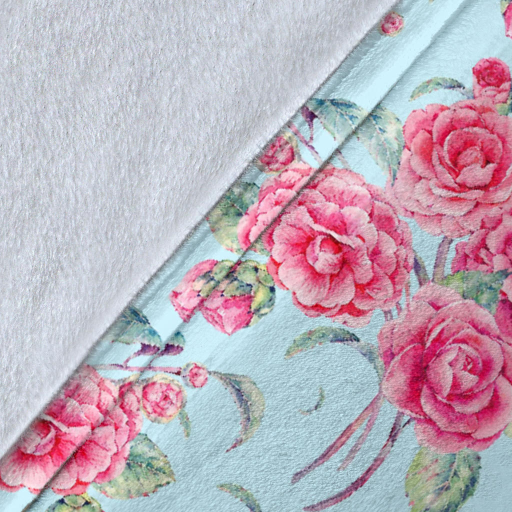 Camellia Pattern Print Design 01 Premium Blanket