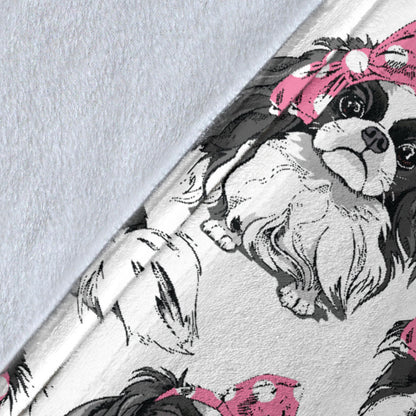 Japanese Chin Pattern Print Design 01 Premium Blanket