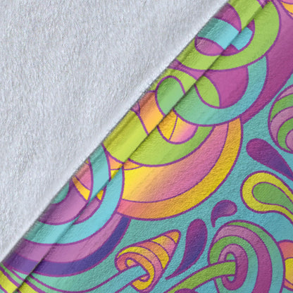 Psychedelic Mushroom Pattern Print Design A05 Premium Blanket