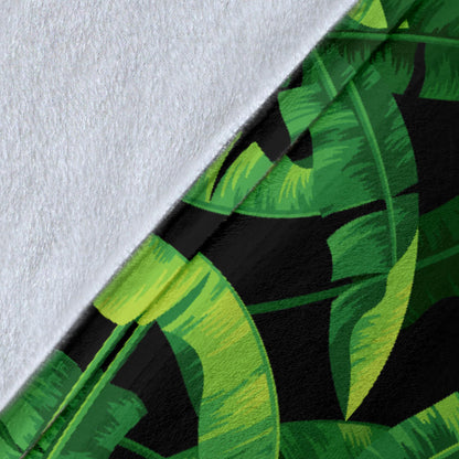 Banana Leaf Pattern Print Design 02 Premium Blanket