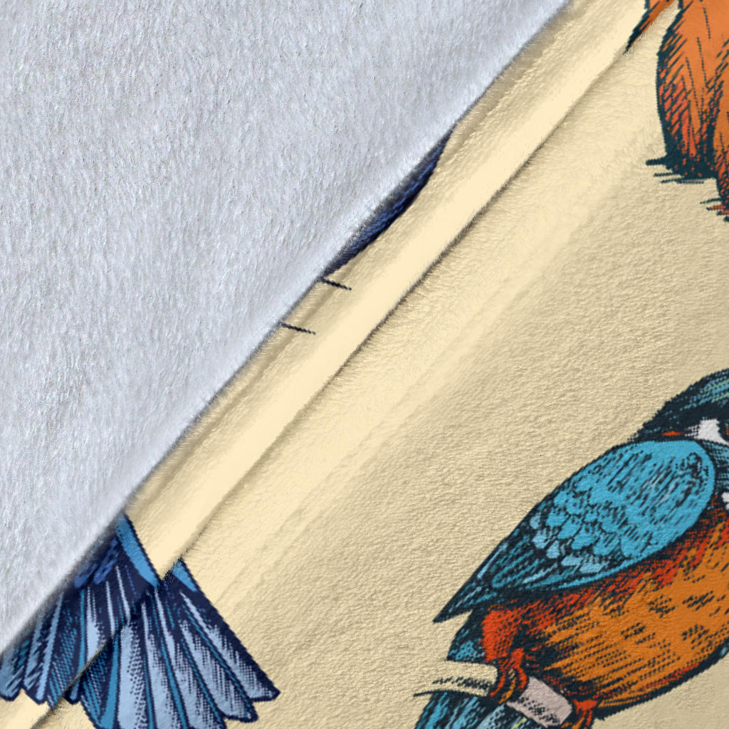 Kingfisher Bird Pattern Print Design 04 Premium Blanket