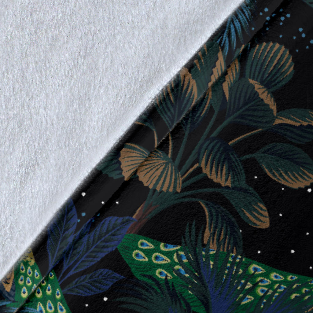 Rainforest Peacock Pattern Print Design A04 Premium Blanket