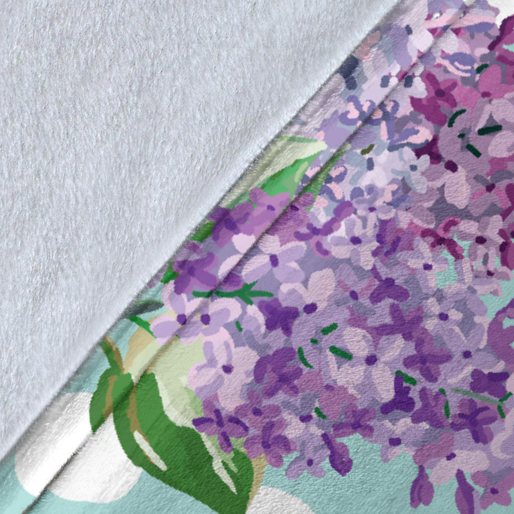 Lilac Pattern Print Design 02 Premium Blanket
