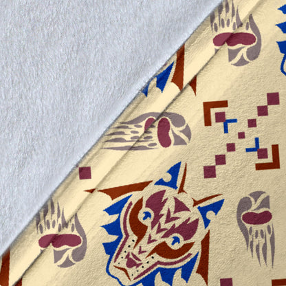 Aztec Wolf Pattern Print Design 03 Premium Blanket