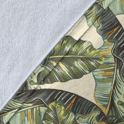 Banana Leaf Pattern Print Design 04 Premium Blanket