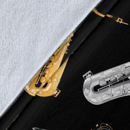 Saxophone Pattern Print Design 01 Premium Blanket