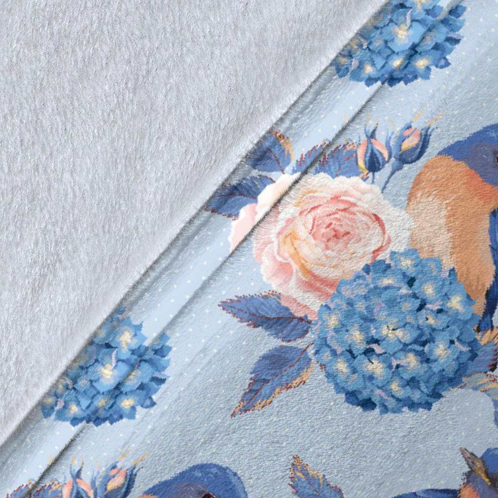 Bluebird Pattern Print Design 01 Premium Blanket