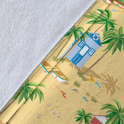 Beach Themed Pattern Print Design 01 Premium Blanket