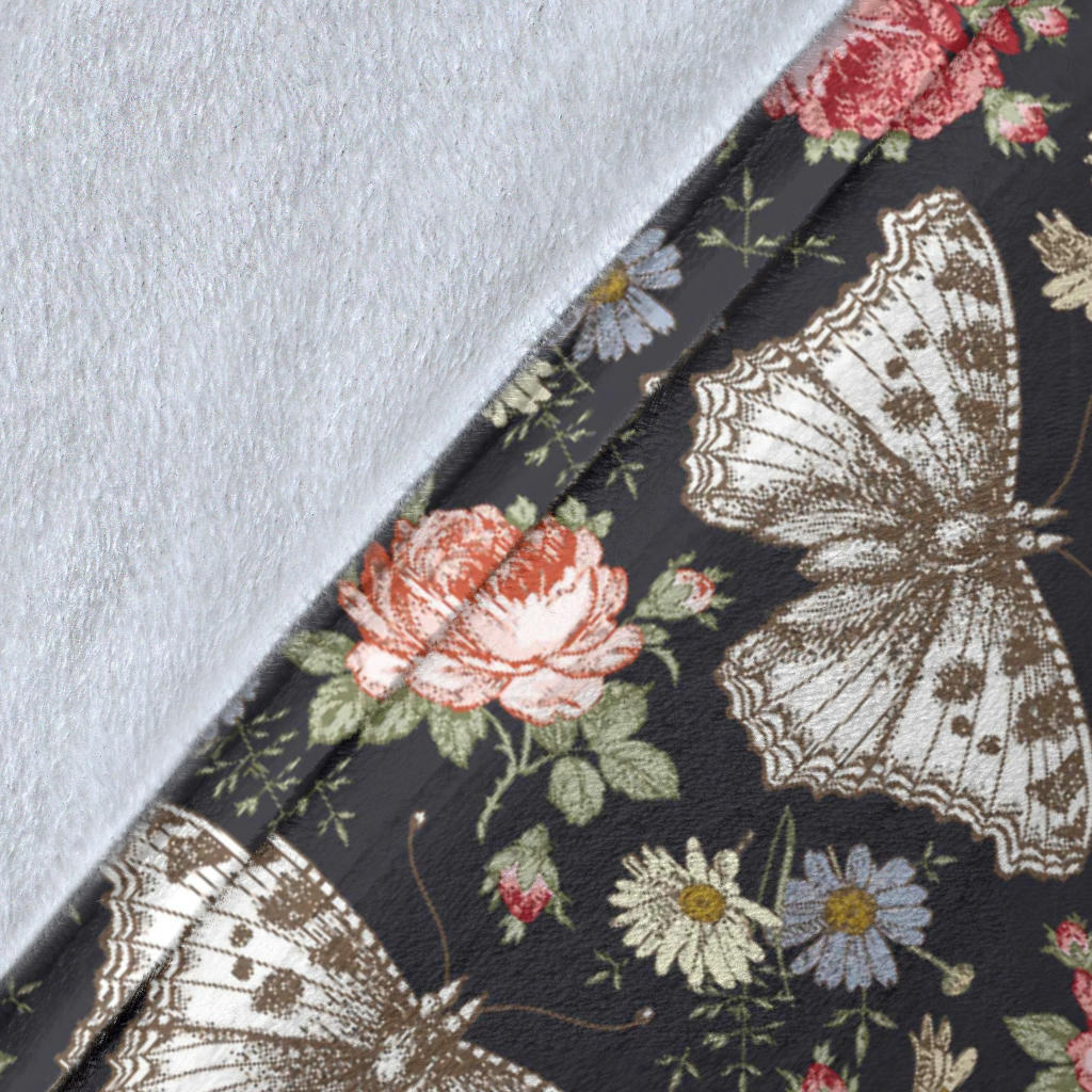 Butterfly Flower Pattern Print Design 07 Premium Blanket