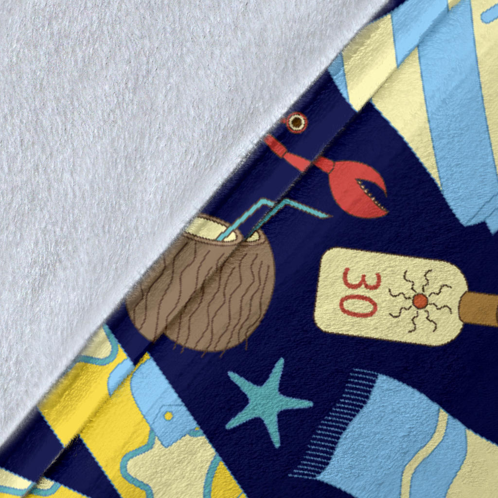 Beach Themed Pattern Print Design 04 Premium Blanket