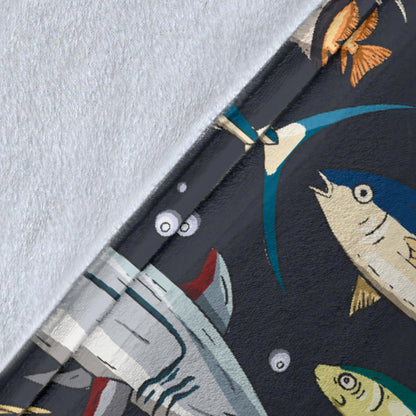 Swordfish Pattern Print Design 04 Premium Blanket