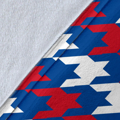 Patriotic Houndstooth Pattern Print Design A02 Premium Blanket