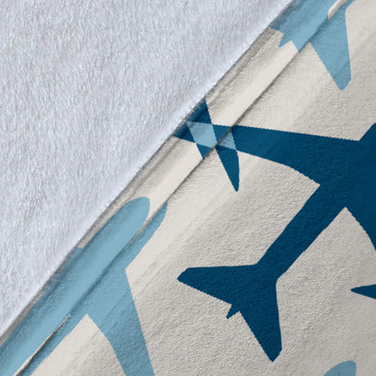 Airplane Pattern Print Design 04 Premium Blanket