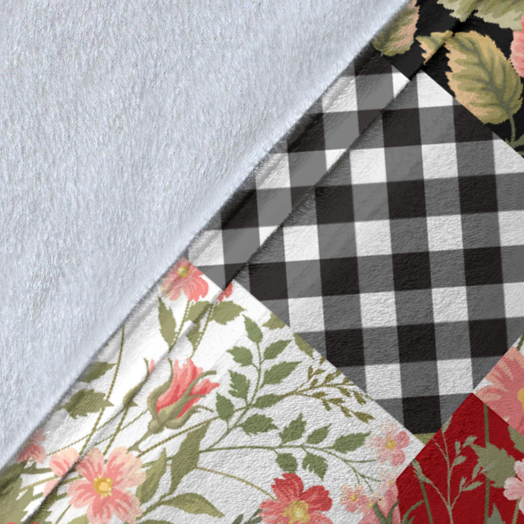 Patchwork Flower Pattern Print Design 03 Premium Blanket